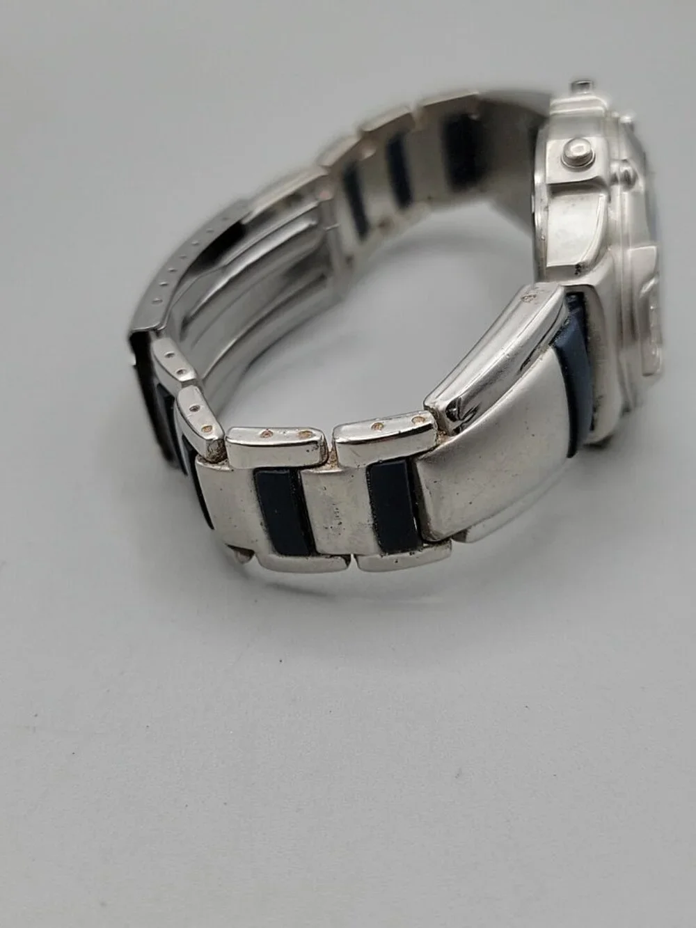 VTG Aqua Digital Men's Watch 38mm Silver Blue Oval Chrono Multi-Sport 7.75